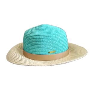 Vintage Euc Amiani Summer Tan And Teal Sun Hat